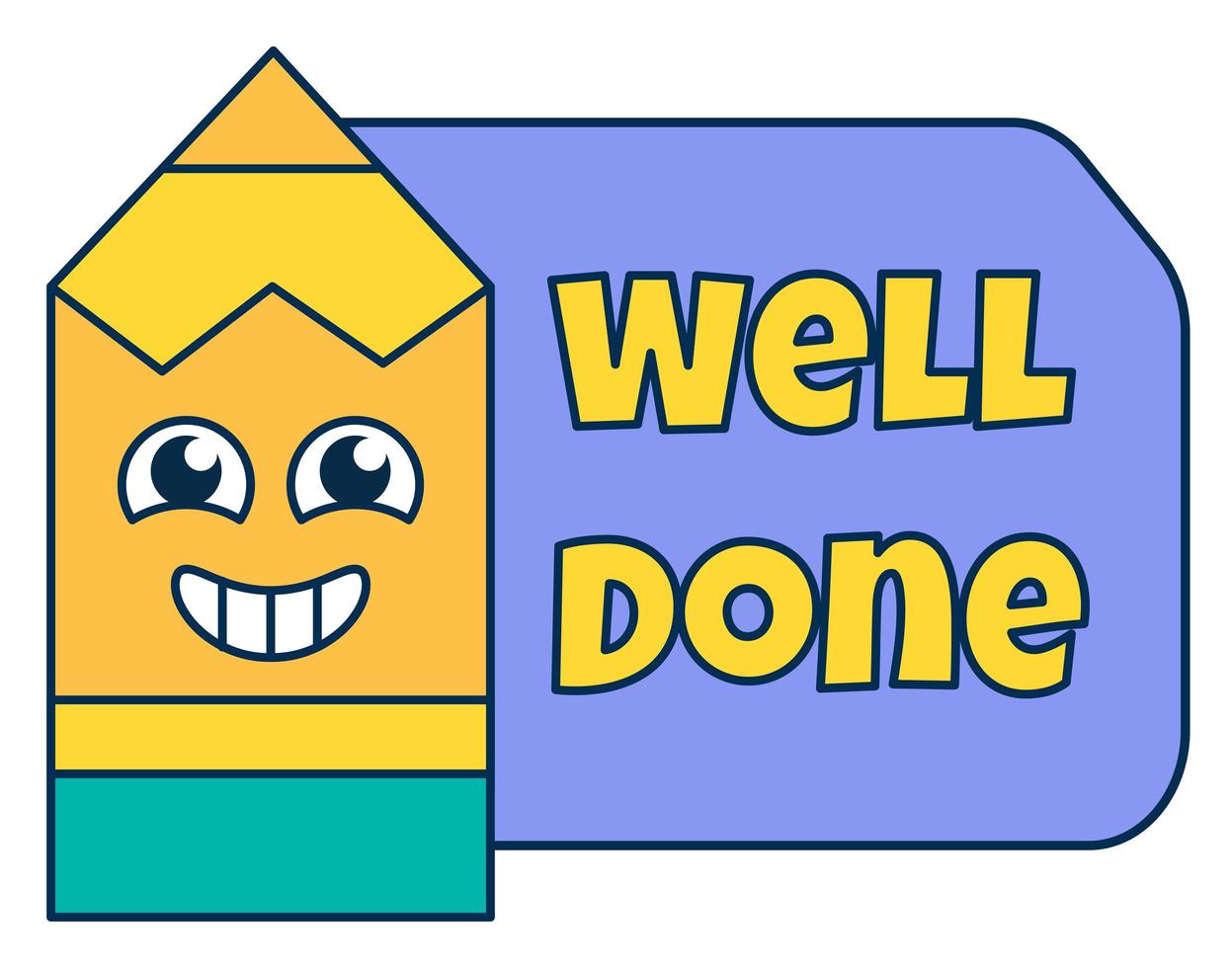 Well done teacher reward sticker, school award vector