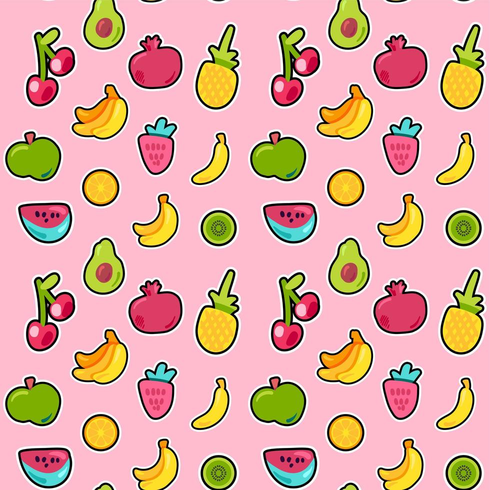 Fresh Berries Summer Fruits Mix Seamless Pattern vector