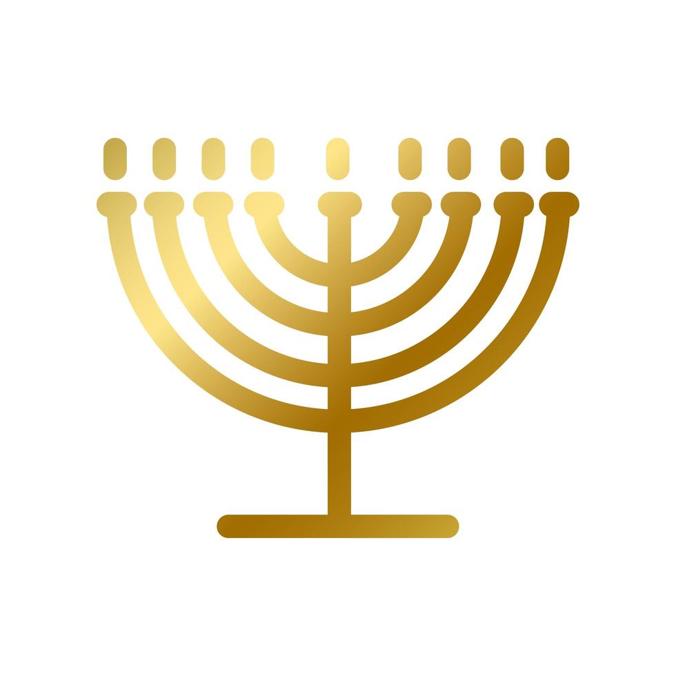 Menorah symbol isolated gold judaism religion sign vector