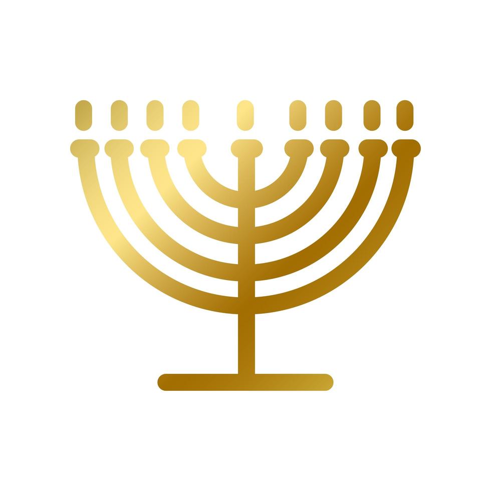 menorah símbolo aislado oro judaísmo religión signo vector