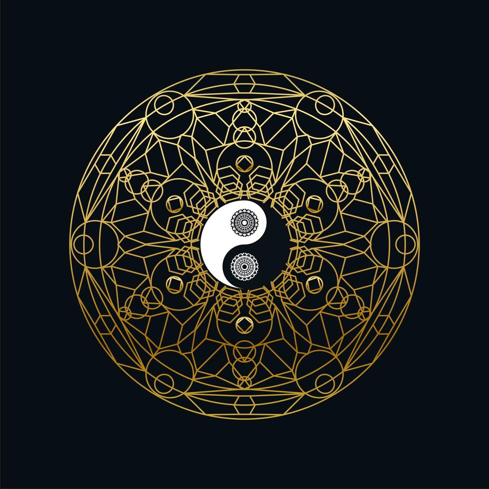 Meditation Template with Yin Yang Sign In Mandala vector