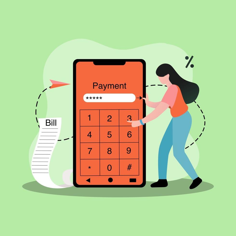 Making payment from online banking illustration concept vector