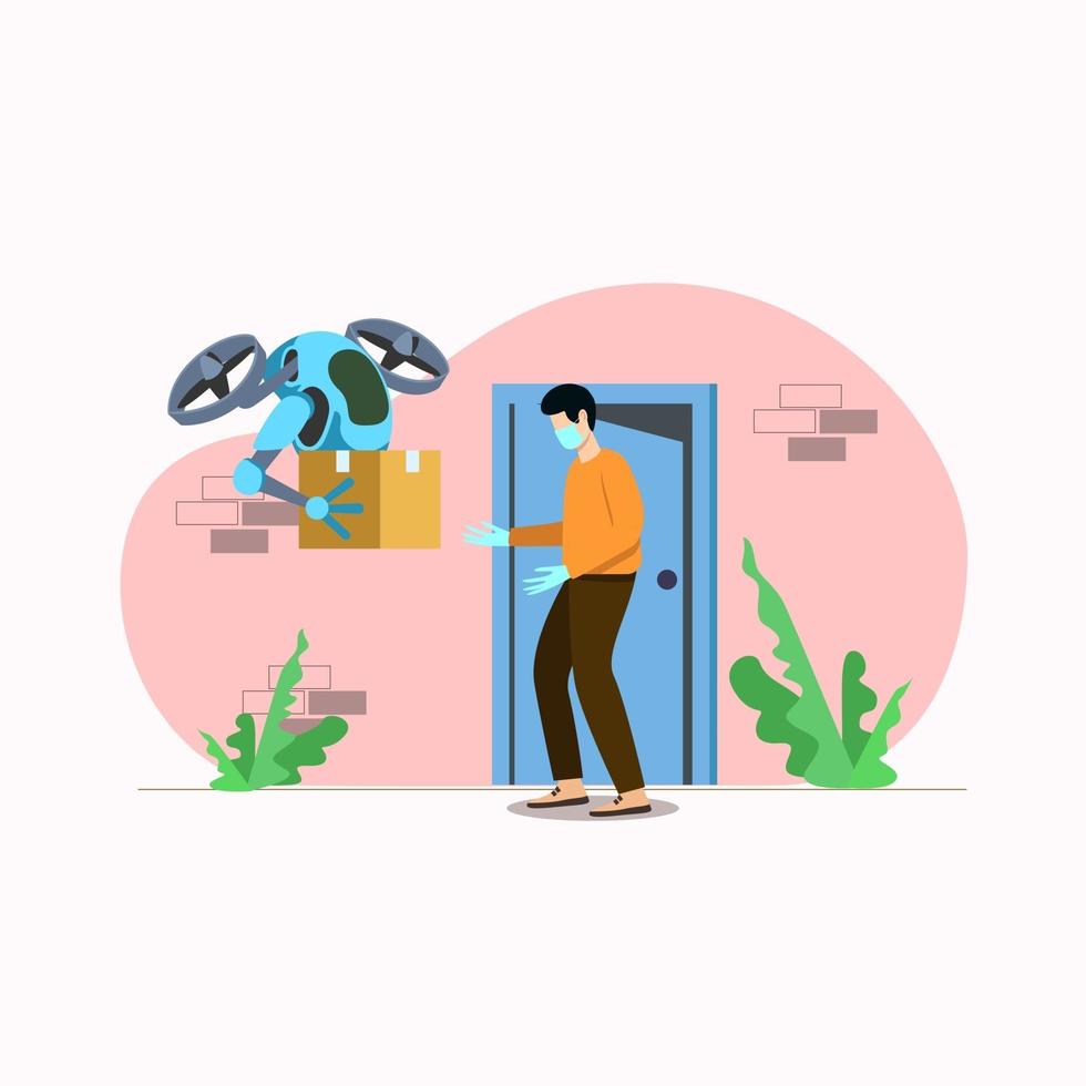 vector de ilustración de concepto de entrega a domicilio de robot