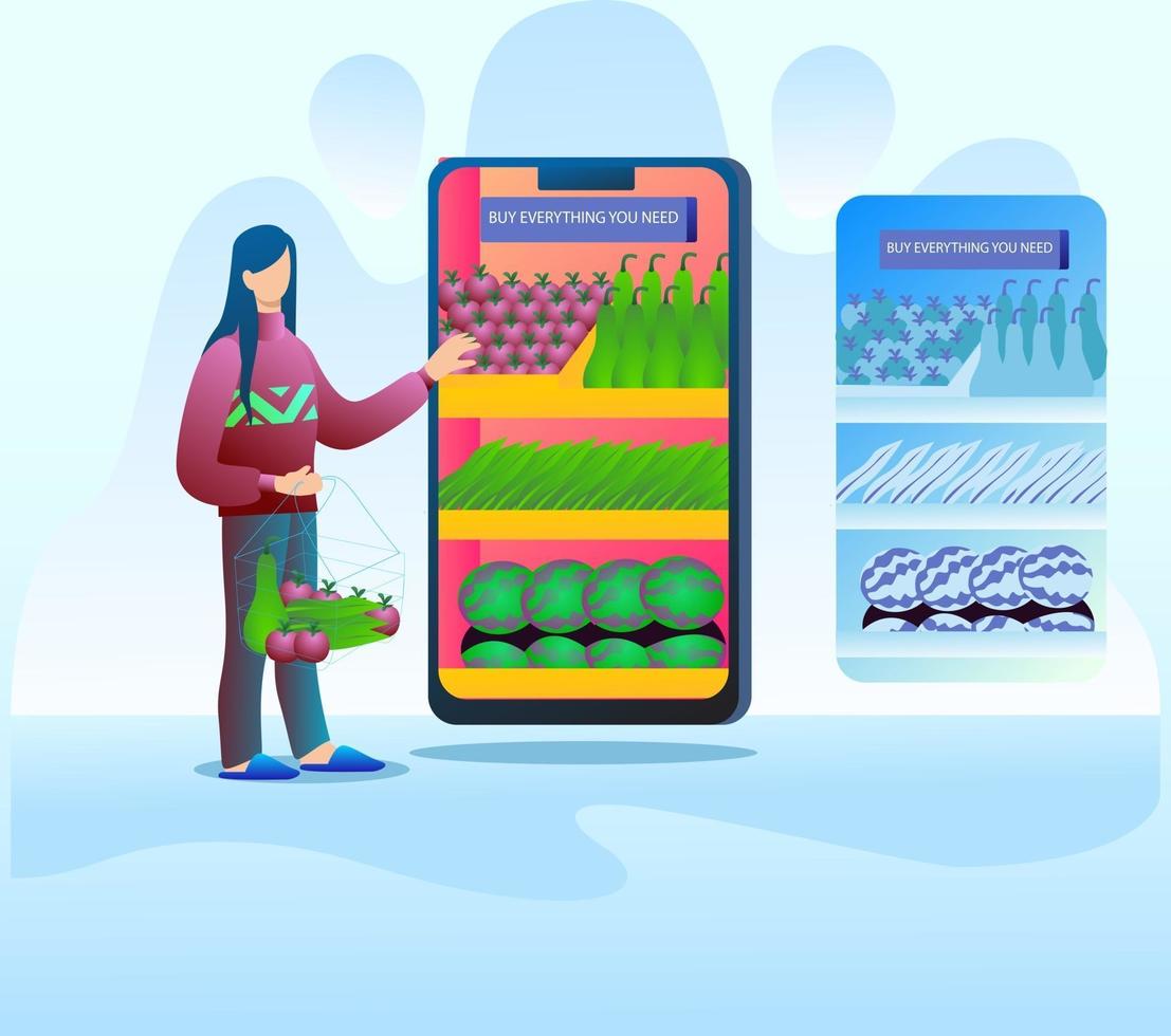 Vegetable shopping from online market illustration concept vector