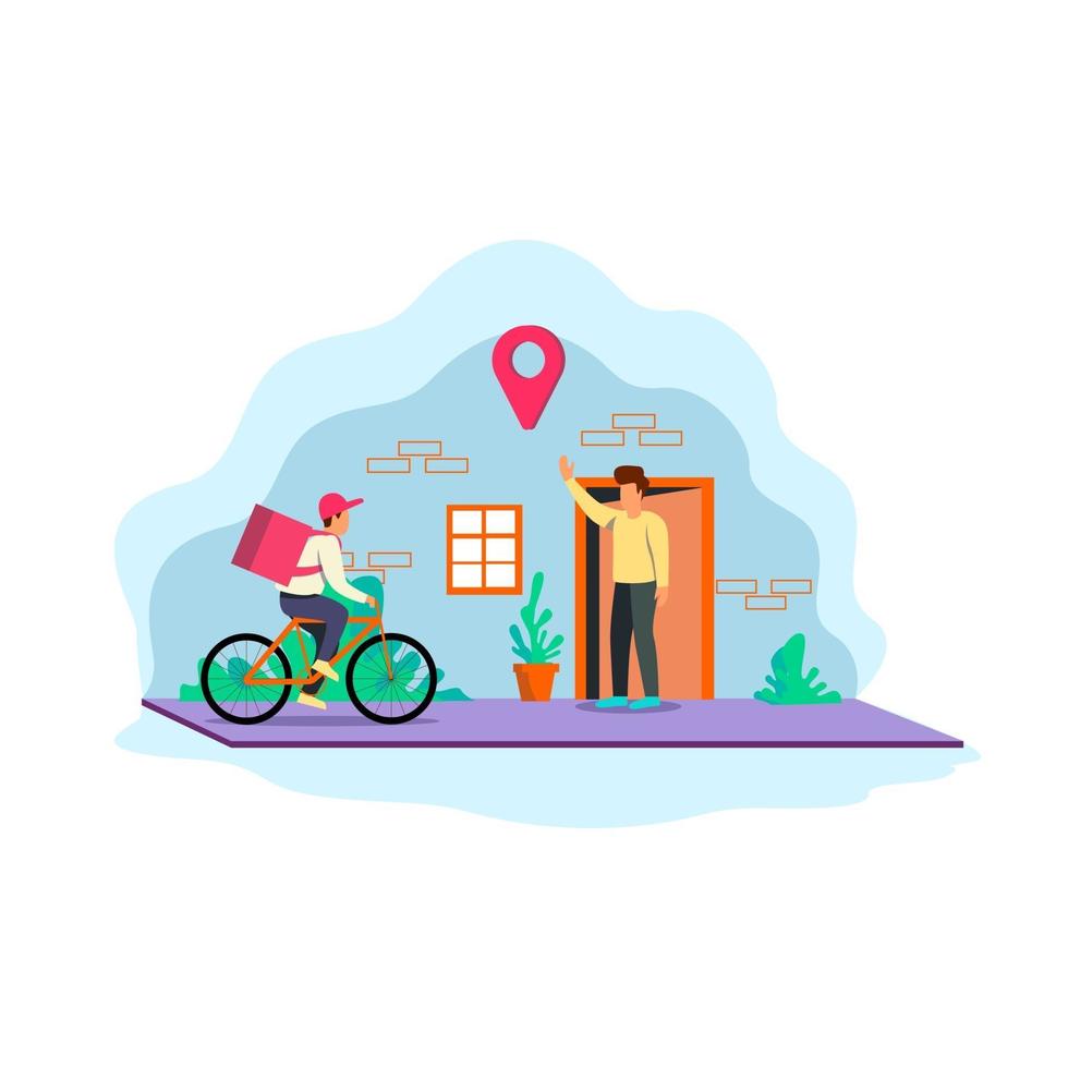 Delivery boy with bike vector illustration concept