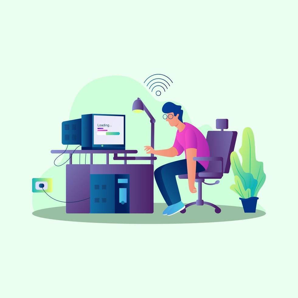 Slow Internet connection illustration concept vector