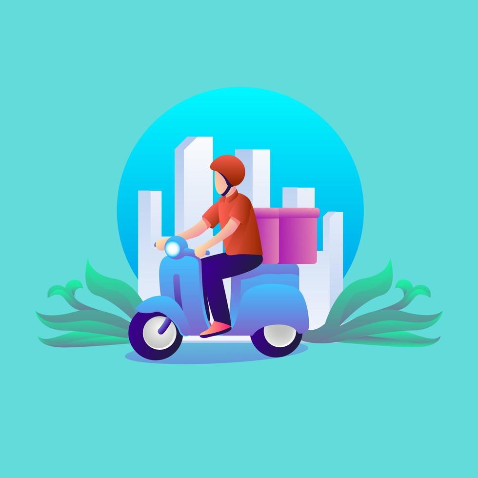 Delivery man with box concept illustration vector