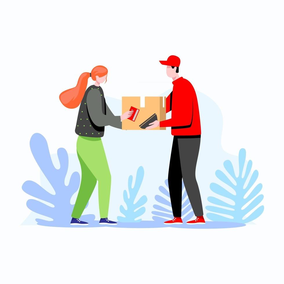 Delivery man with box concept illustration vector