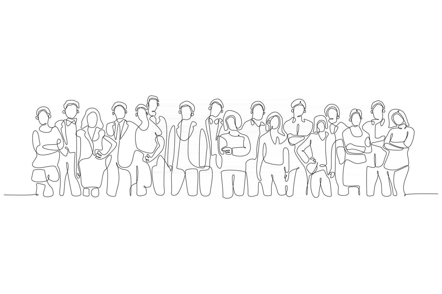 Continuous line of business team vector illustration