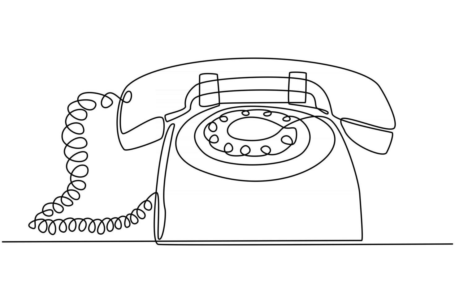 continuous line drawing of vintage retro telephone sketch vector illustration