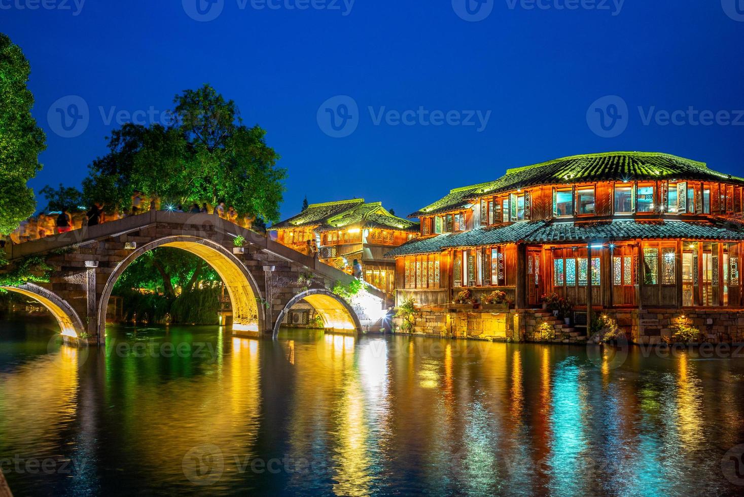 paisaje urbano de wuzhen, una histórica ciudad escénica en china foto