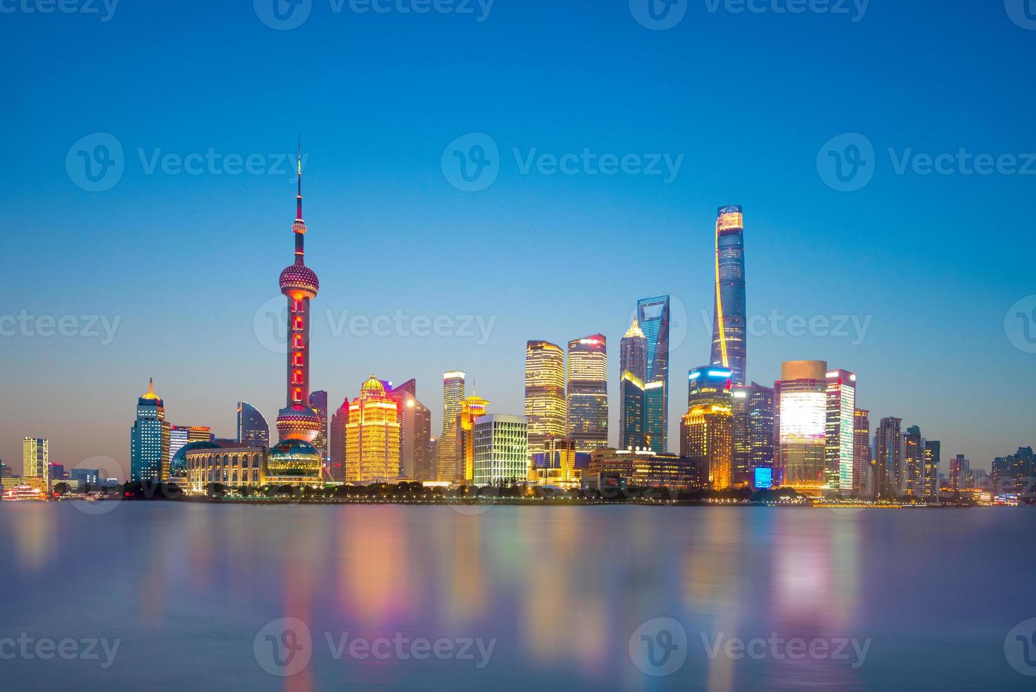 Skyline of Shanghai by the Huangpu river, China photo
