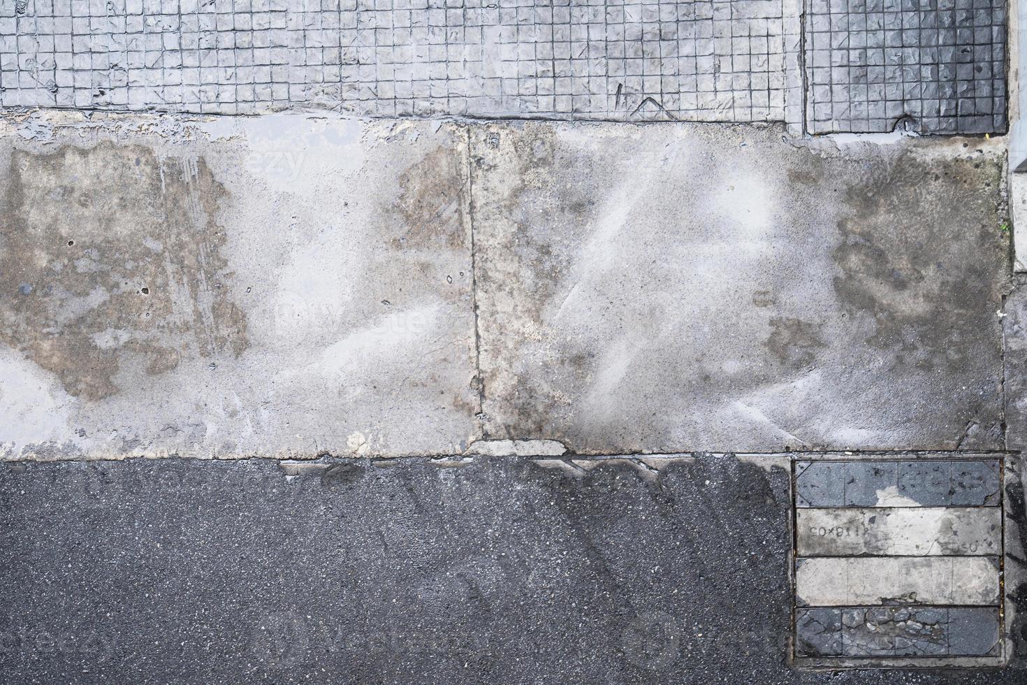 Top view of concrete pavement, footpath surface texture photo