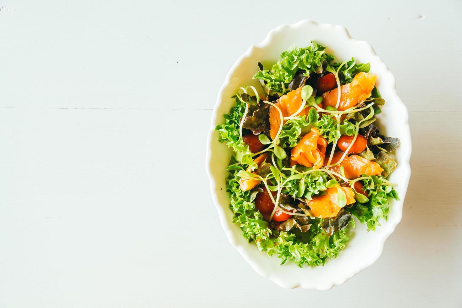 Smoked salmon with vegetable salad photo