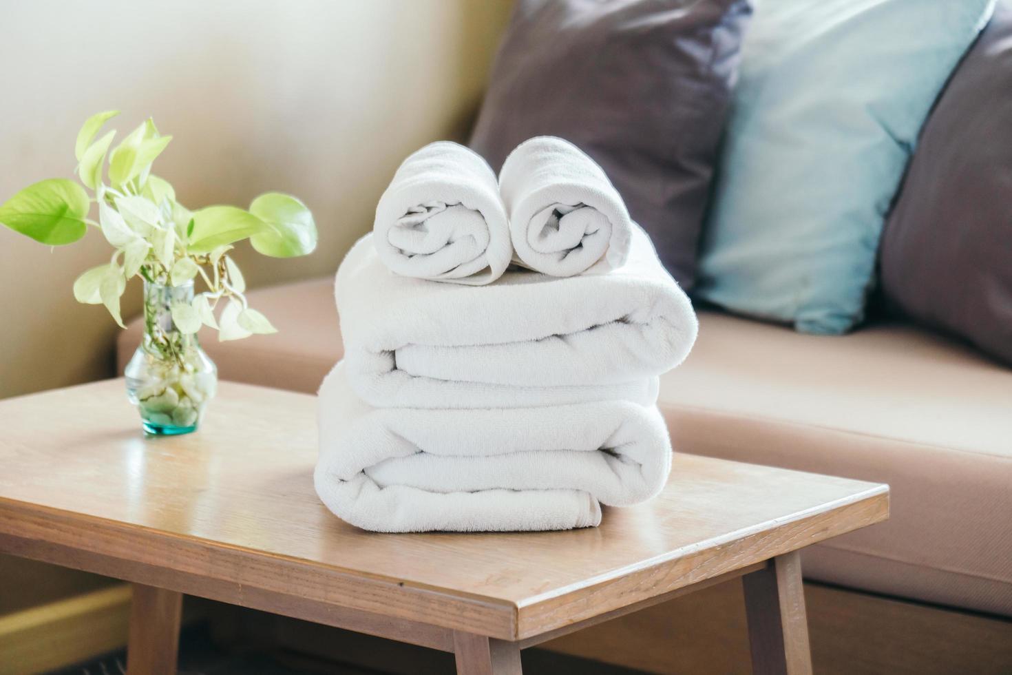 Stack of Towel on table photo