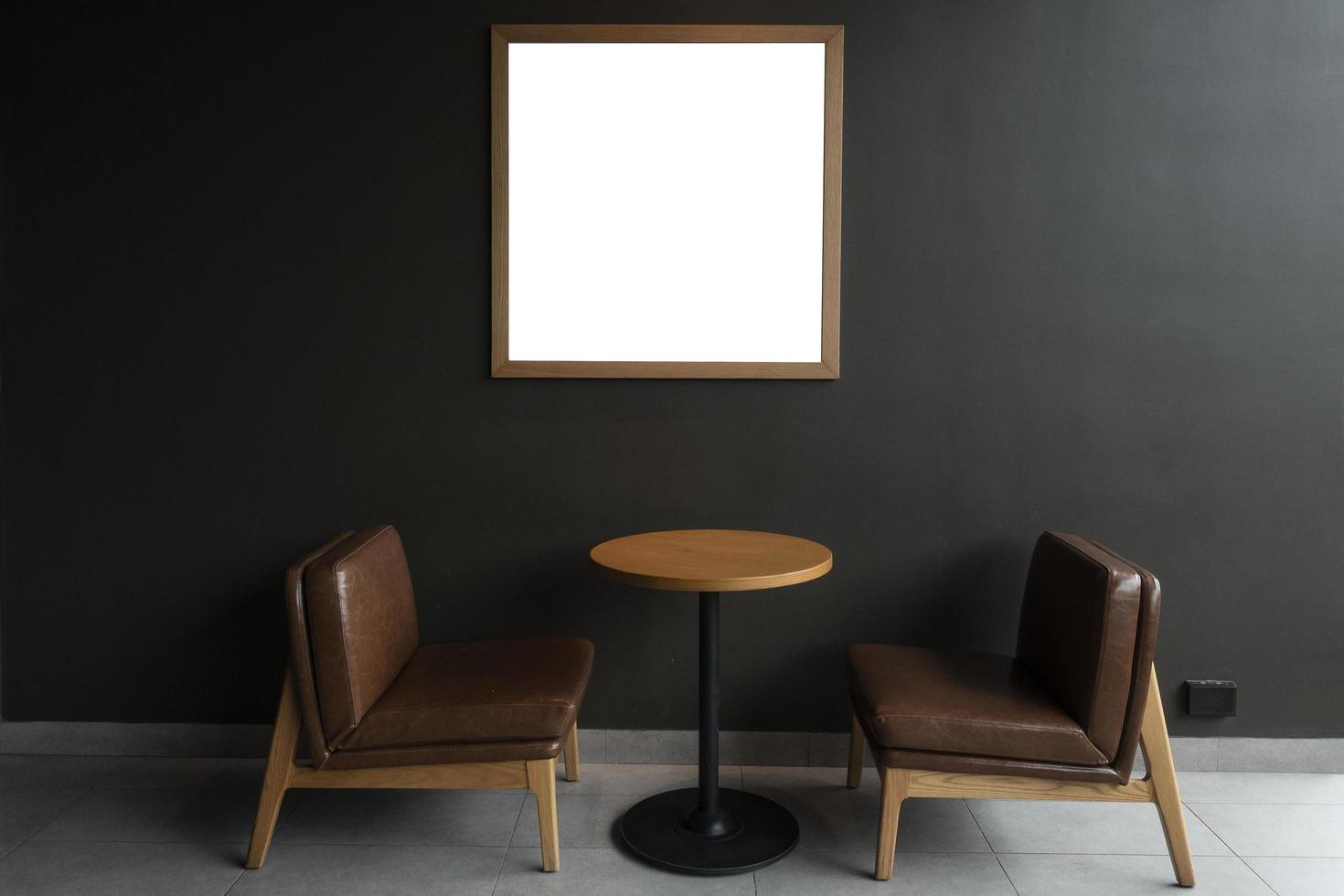 Modern desk with wall background photo