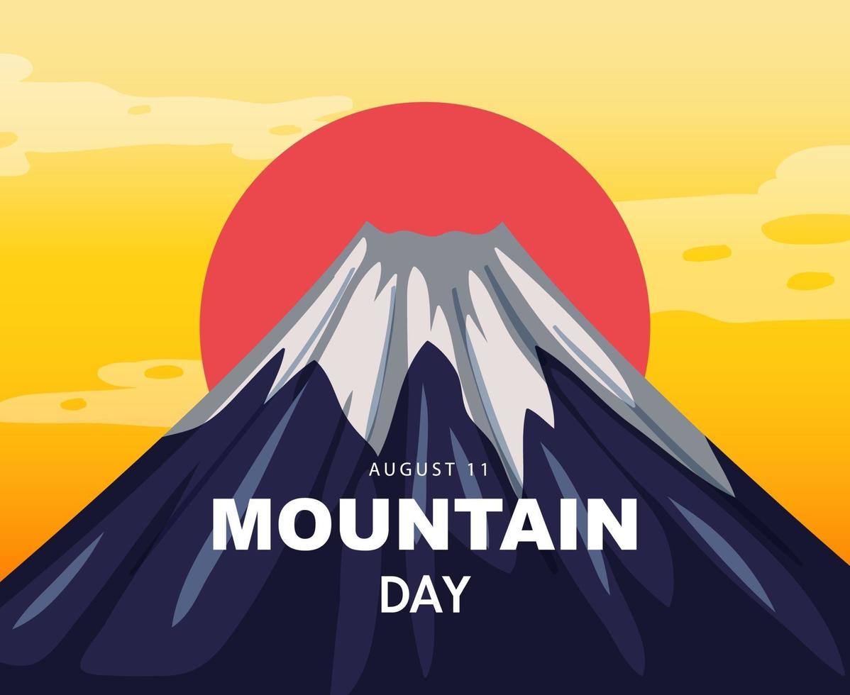 Mountain Day in Japan banner with Mount Fuji background vector