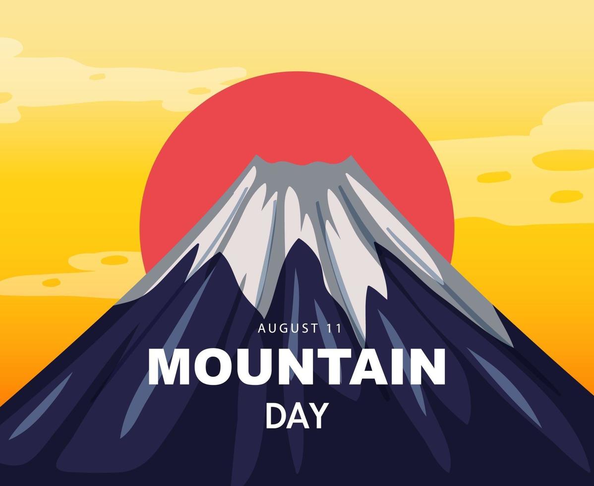 día de la montaña en japón banner con fondo de monte fuji vector