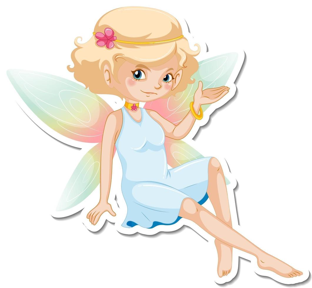 Beautiful fairy cartoon character sticker vector