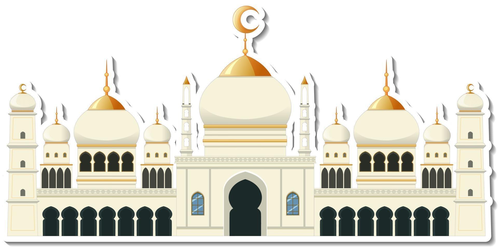A sticker template with Mosque building isolated vector