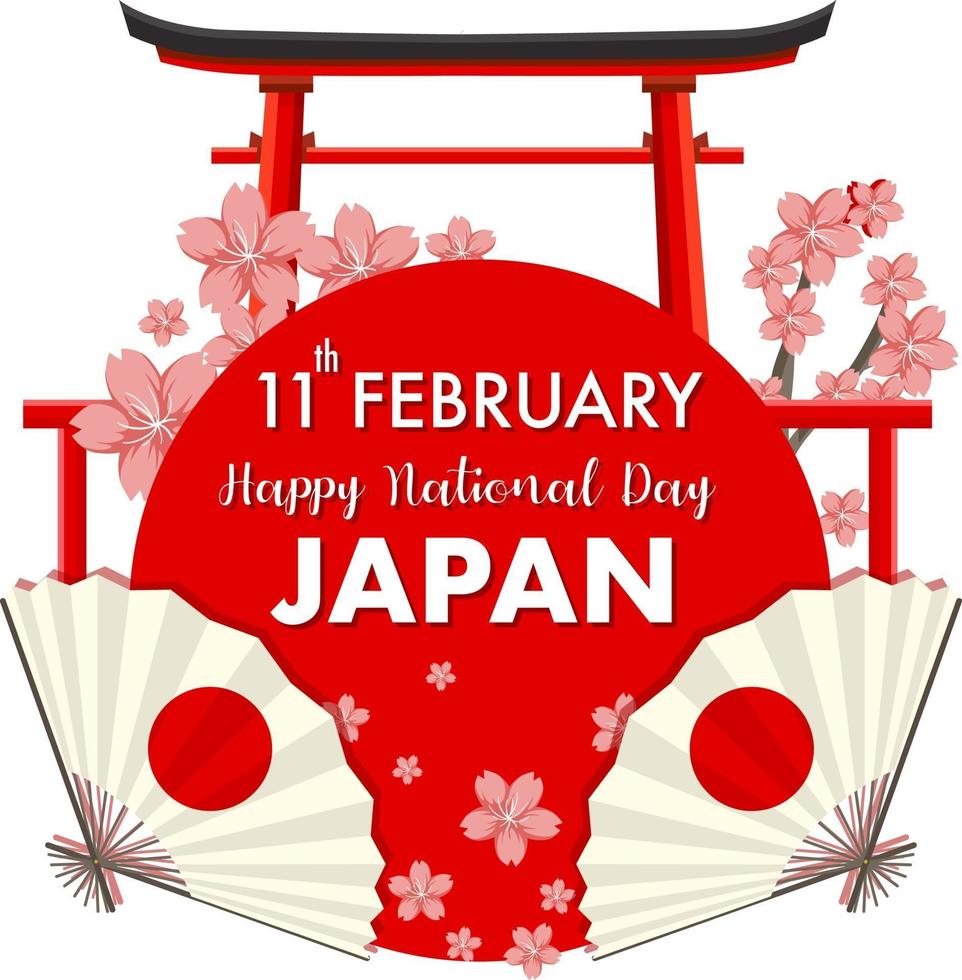 feliz día nacional de japón banner con puerta torii vector