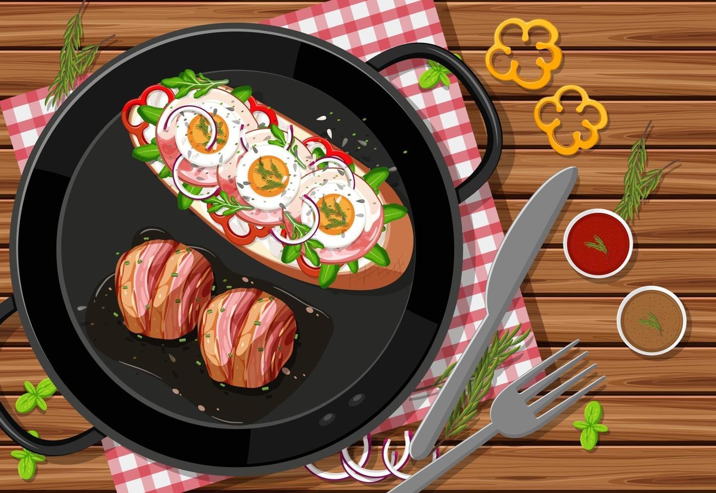 Bruschetta on the wooden table background vector