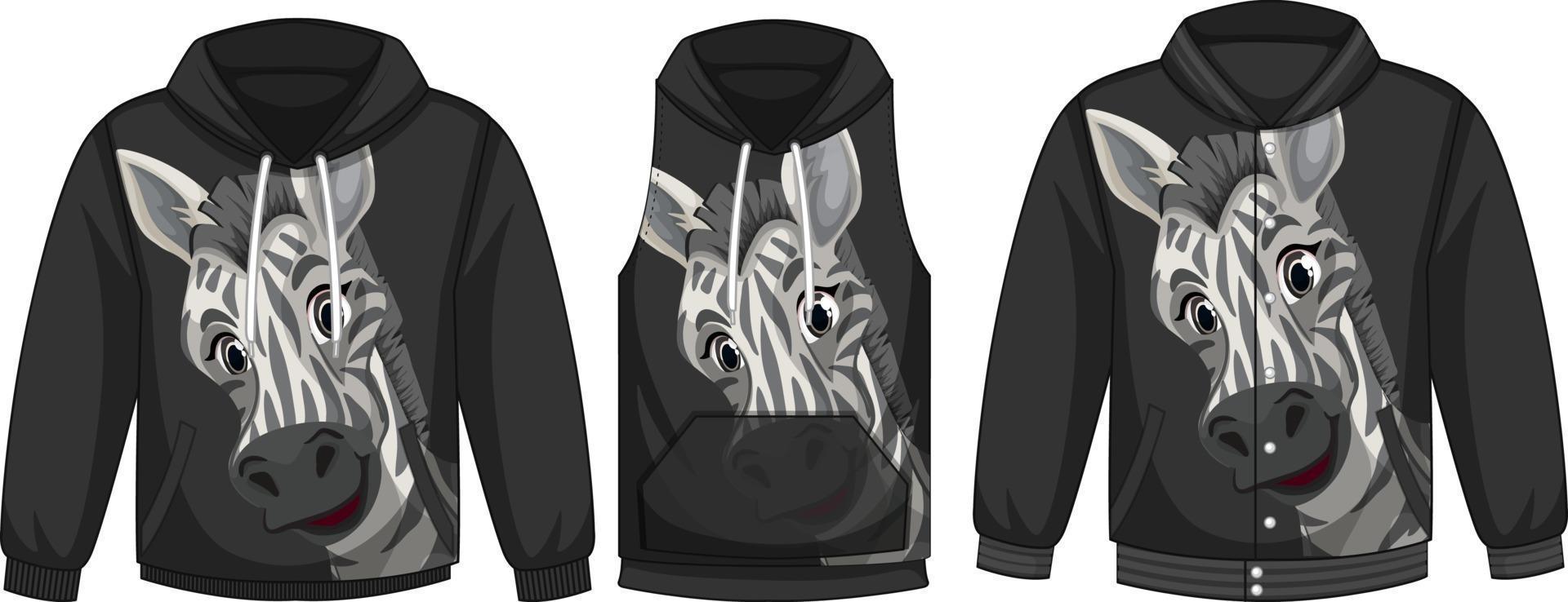 Set of different jackets with zebra template vector