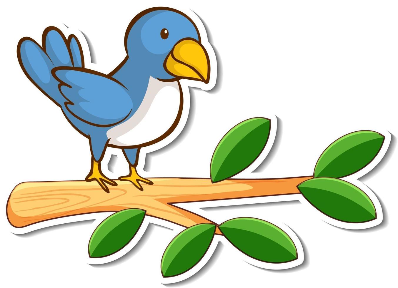 un pájaro azul de pie en una rama pegatina vector