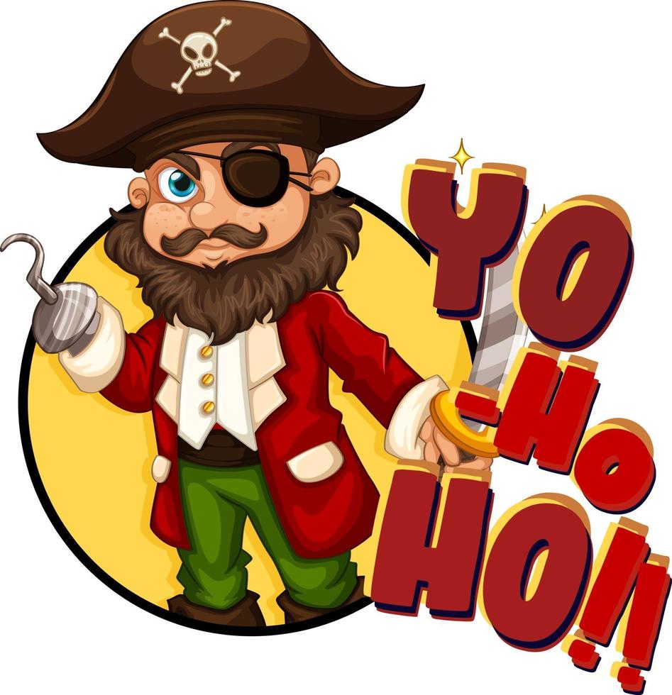 Captain Hook cartoon character with Yo-ho-ho speech vector