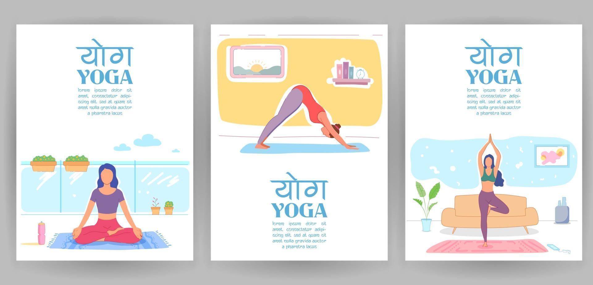 illustration of people doing asana and meditation practice for International Yoga Day on 21st June vector