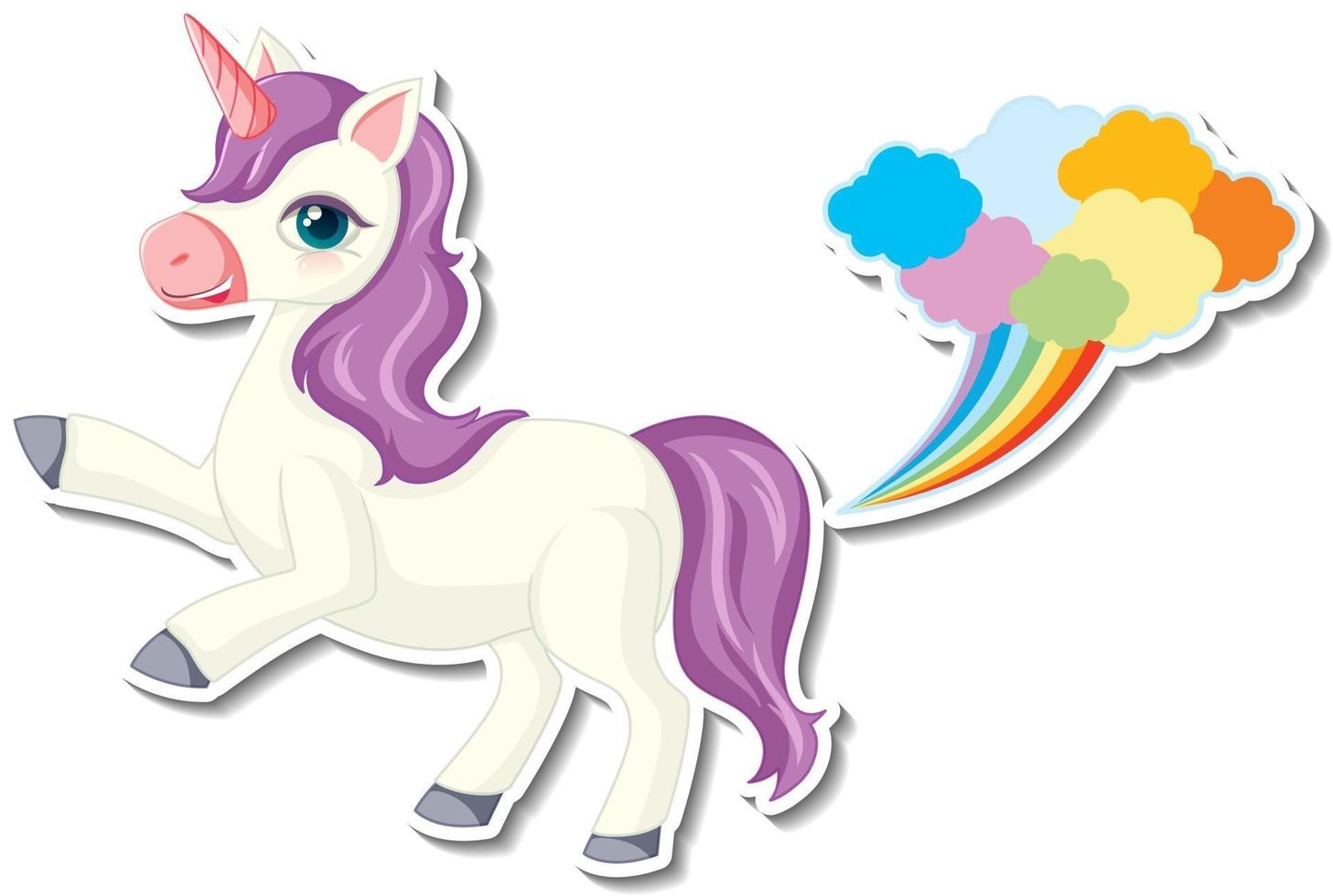 lindas pegatinas de unicornio con un personaje de dibujos animados de unicornio vector