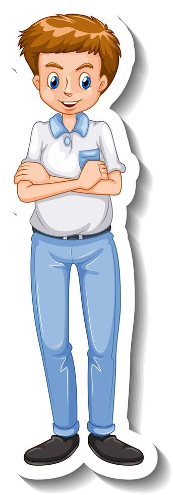 A sticker template with a man in standing pose vector