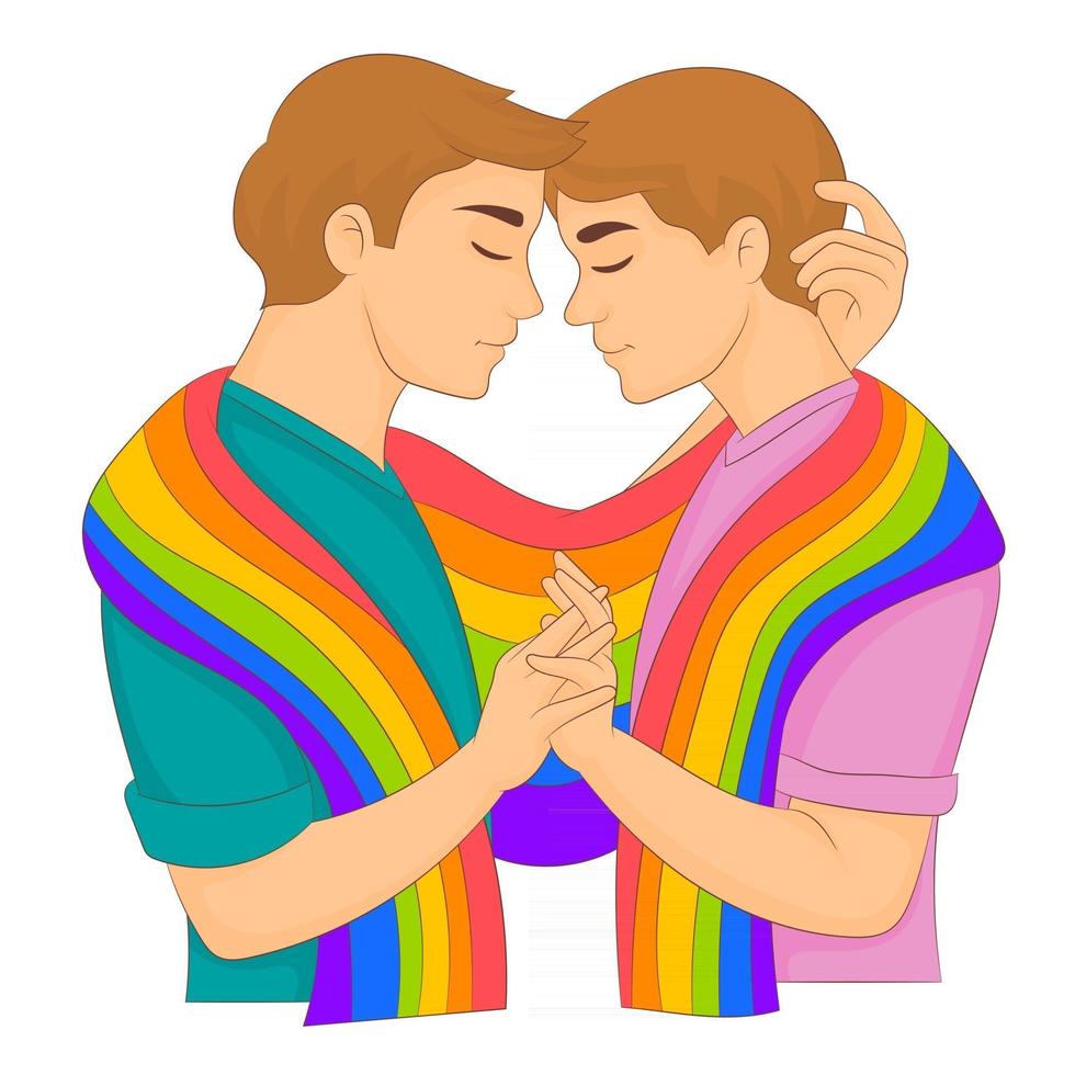 mes del orgullo lgbtq, bandera del arco iris, amor, pareja vector