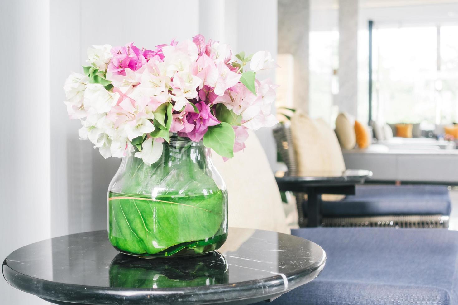 Flower vase on table photo