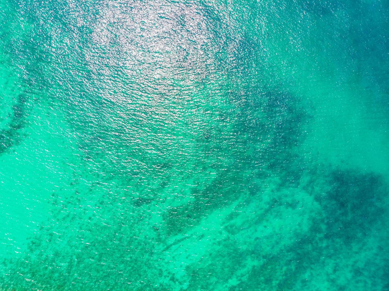 Aerial view of beautiful beach and sea with coconut palm tree photo