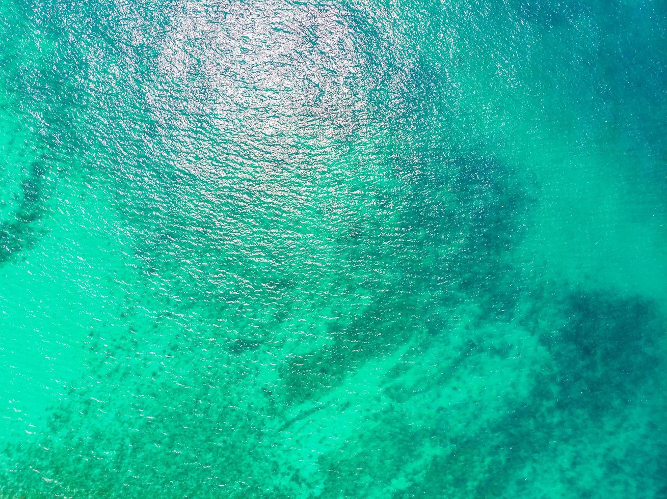 Aerial view of beautiful beach and sea with coconut palm tree photo