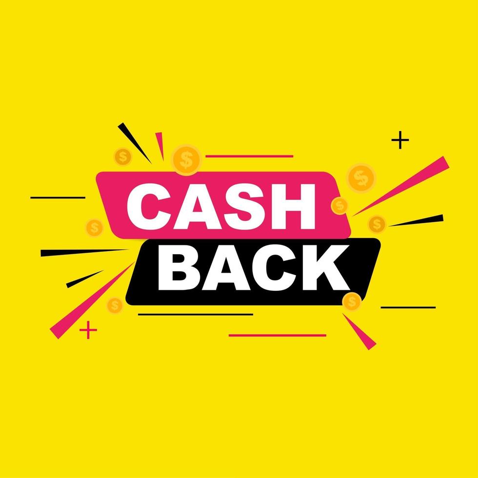 Money cashback poster with gold dollar coins. Vector illustration