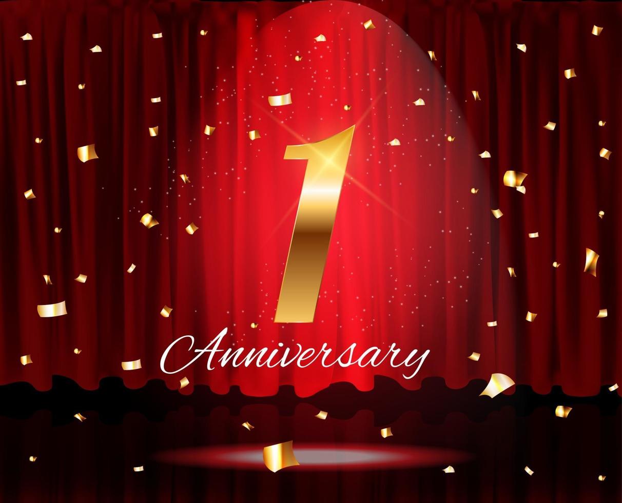 Golden 1 Years Anniversary TemplateVector Illustration vector