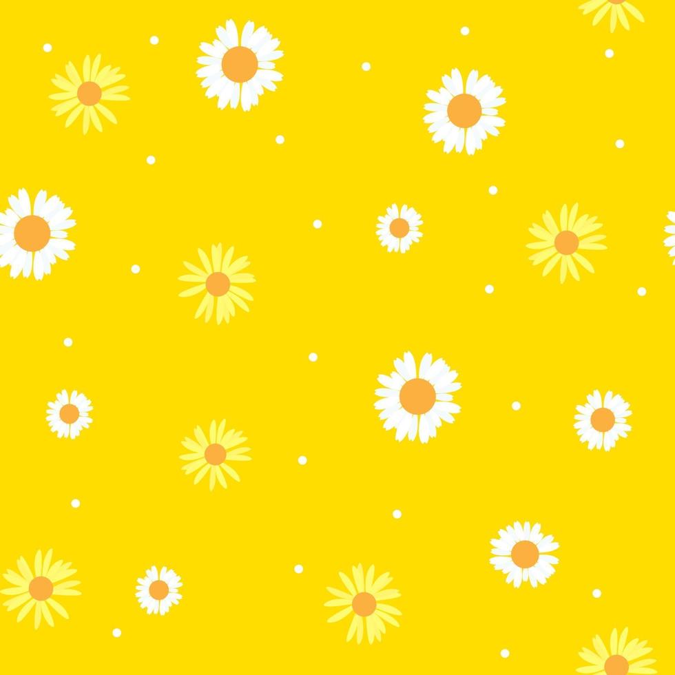 Summer Abstract Seamless Pattern Background with Flowers. Vector Illustration