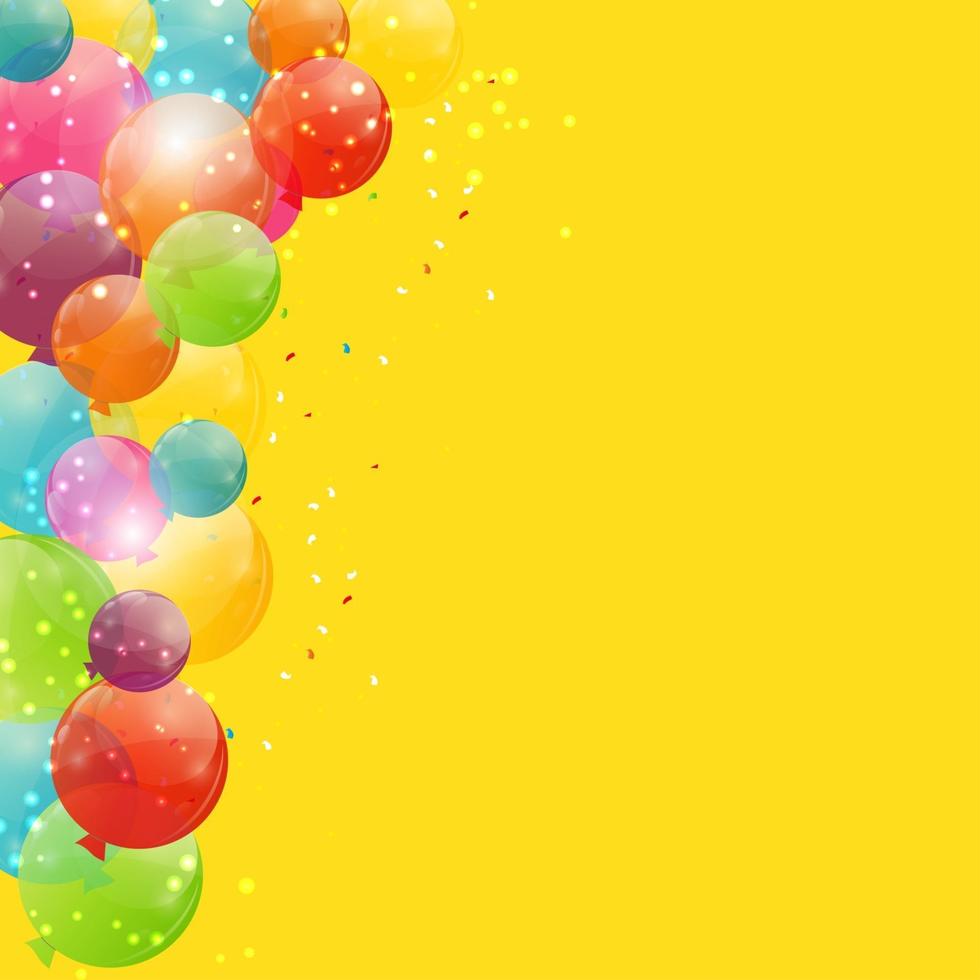 Color Glossy Happy Birthday Balloons Banner Background Vector Illustration