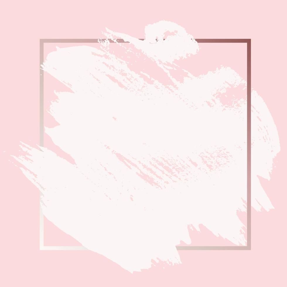 Trazo de tinta de pintura de pincel grunge de oro rosa rosa con fondo de marco cuadrado. ilustración vectorial vector