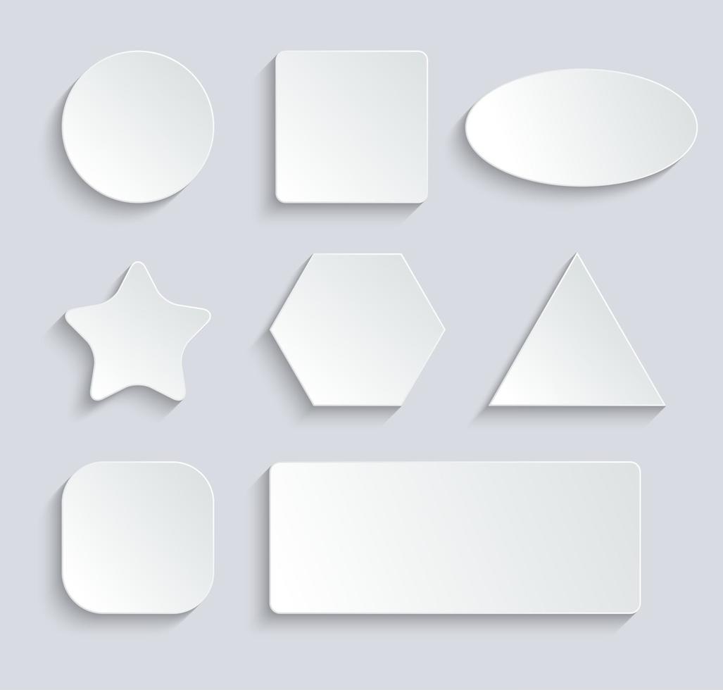 White blank speech bubbles, button set on gray background. Vector Illustration