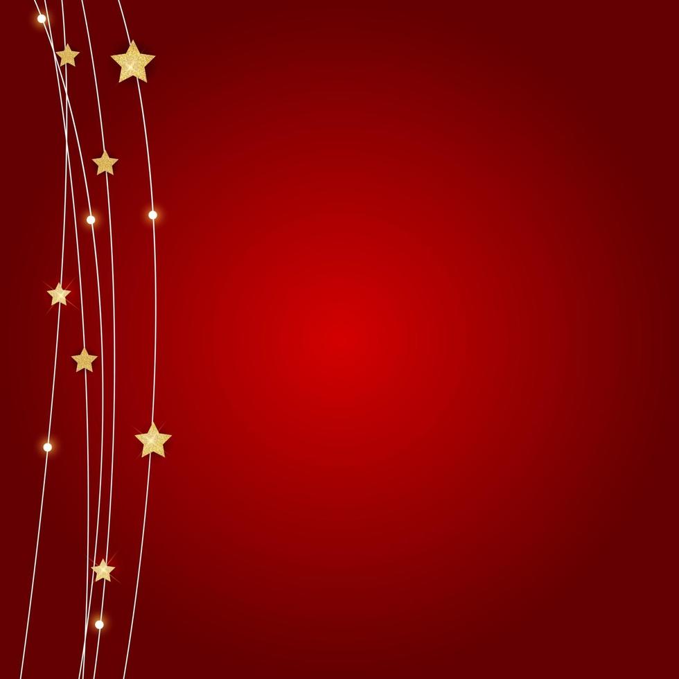 Abstract Background with lines and golden glossy stars. Vector Illustration