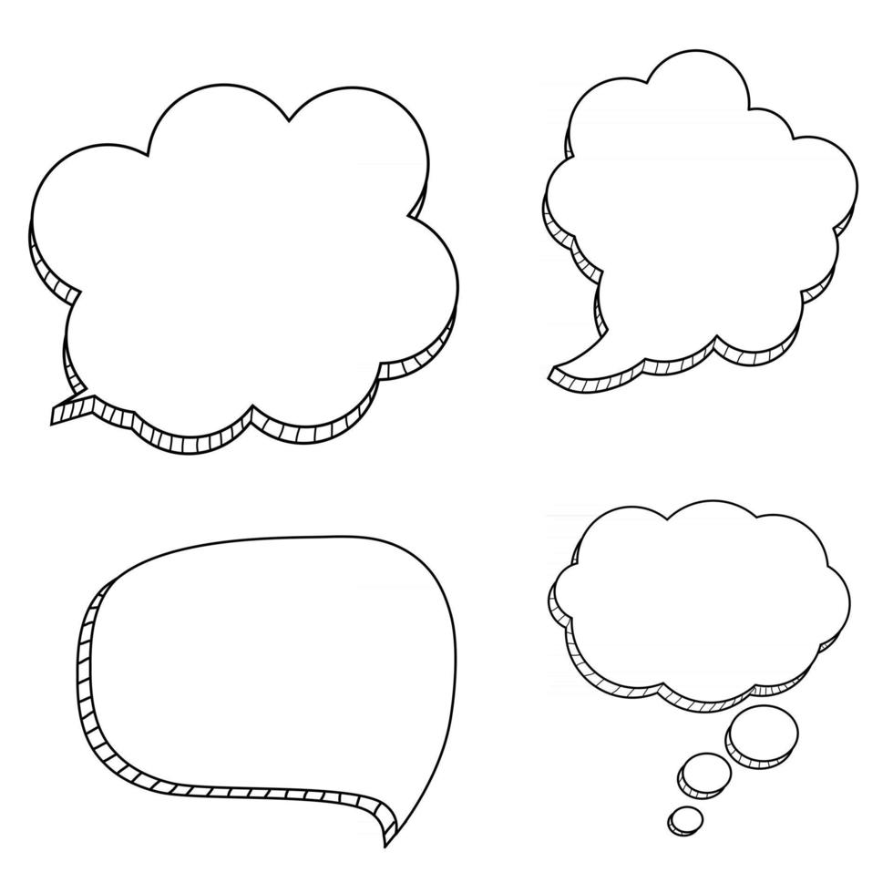 conjunto de colección de burbujas de discurso dibujadas a mano aisladas en icono blanco. ilustración vectorial vector