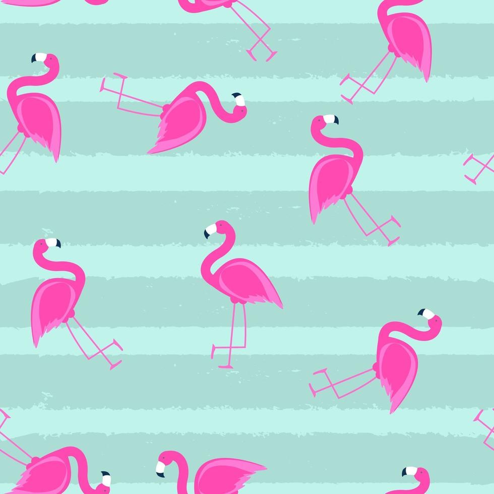 Cute Seamless Flamingo Pattern Vector Illustration