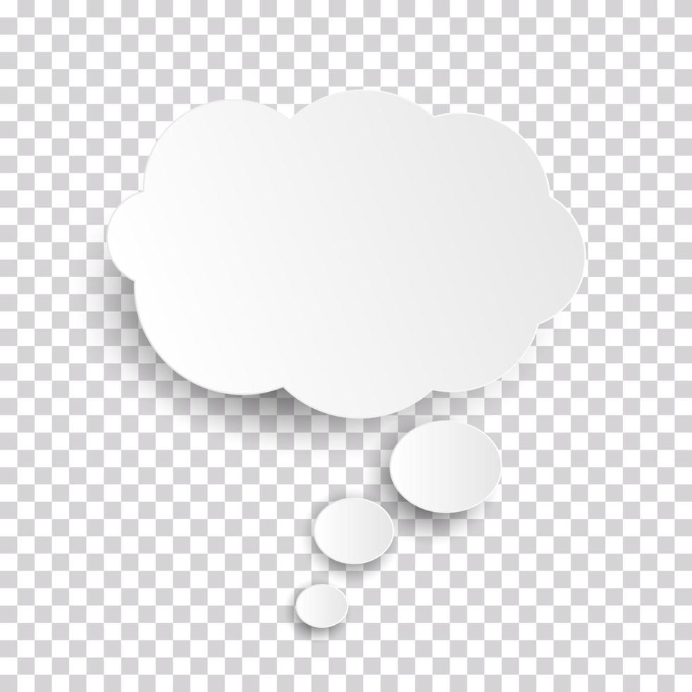 icono de nube, burbuja de pensamiento blanca sobre fondo transparente marcado para diseño infográfico vector