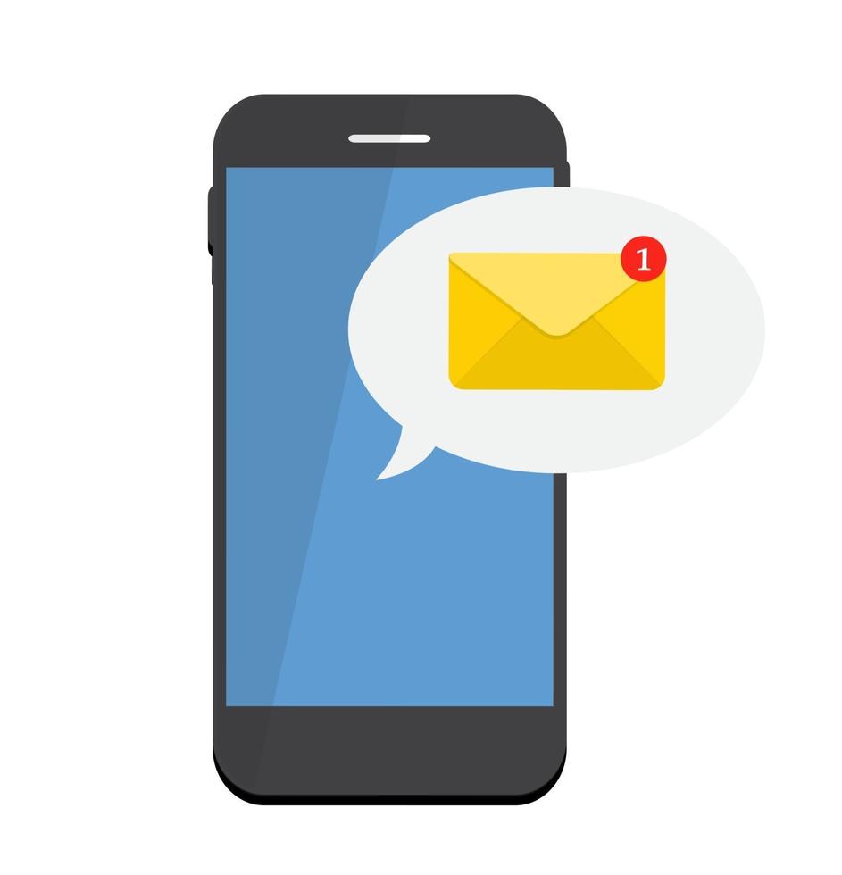 New Email  on the smartphone screen notification concept. Vector illustration