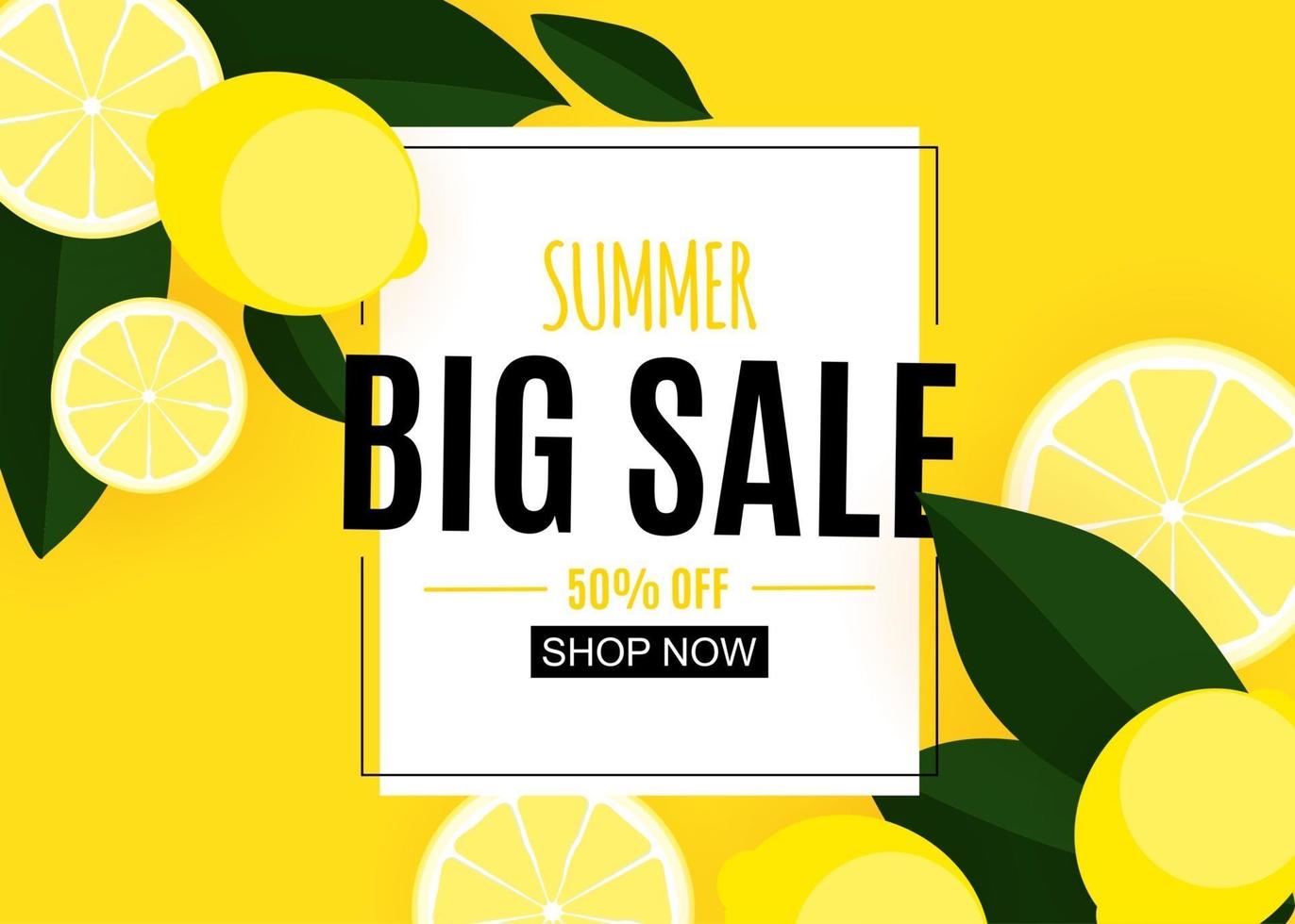 Abstract Summer Sale Background with Lemon. Vector Illustration