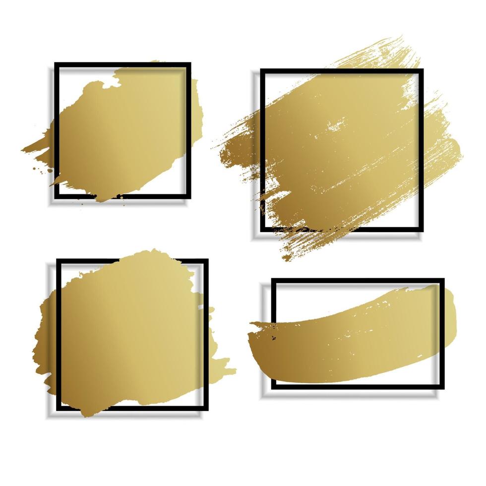 Abstract Golden Paint  Brush Stroke Hand Drawn Background. Dirty artistic design element. Vector Illustration