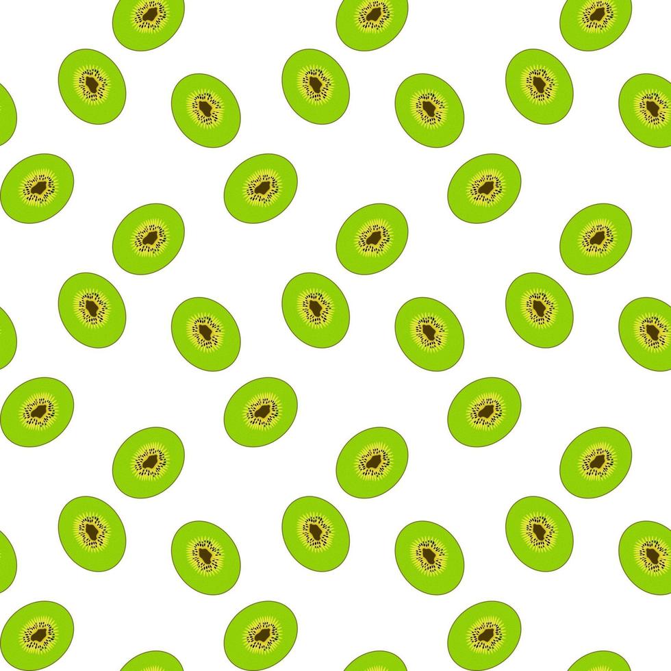 Cut of the Sweet, ripe, tasty and fragrant Kiwi. Seamless pattern. Vector Illustration